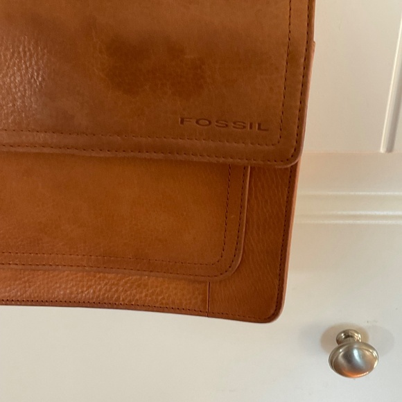 Vintage Y2K cognac brown Fossil | Leather Crossbody Purse bag satchel - Picture 14 of 15